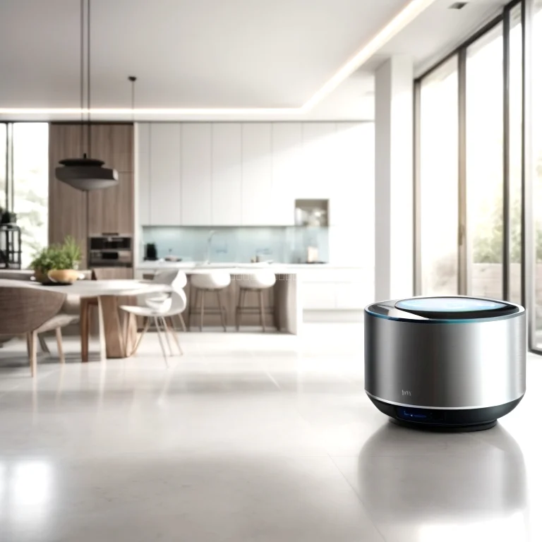 Smart AI household gadgets in a modern living room